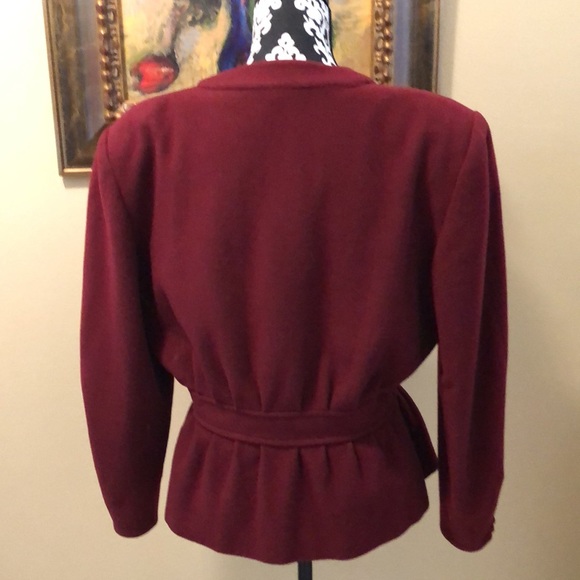 ❤️RARE Salvatore Ferragamo Firenze Vintage Peplum burgundy wool cashmere jacket - Picture 3 of 12